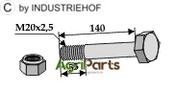 Hexagon Bolt M20x2,5x140 with self-locking nut - AgriParts image
