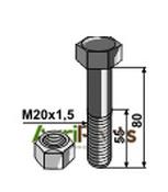 Hexagon Bolt M20x1,5x80 with self-locking nut - AgriParts image