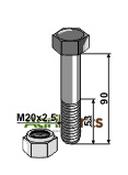 Hexagon Bolt M20x2,5x90 with self-locking nut - AgriParts image