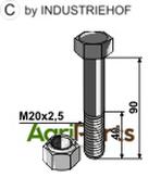 Bolt with self-locking nut - M20 - 10.9 - AgriParts image