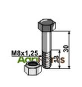 Hexagon Bolt M8x1,25x30 with self-locking nut - AgriParts image