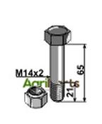 Hexagon Bolt M14x2x65 with self-locking nut - AgriParts image