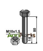 Hexagon Bolt M10x1,5x80 with self-locking nut - AgriParts