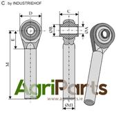 Ball joint terminal with round stem - AgriParts