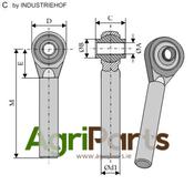 Ball joint terminal with round stem - AgriParts