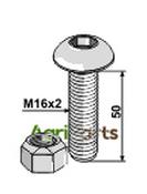Saucer-head screw with hexagon socket M16x2x50 with self-locking nut - AgriParts