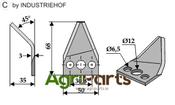 Fodder mixer knive,left - AgriParts