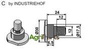 Bolt for rotary mower blades - M12x1,75 - 12.9 - AgriParts