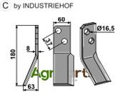 Rotary tine, left model - AgriParts