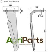 Tine for rotary harrows, left model - AgriParts