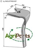 Tine for rotary harrows, right model - AgriParts
