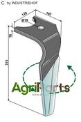 Tine for rotary harrows (DURAFACE) - left model - AgriParts