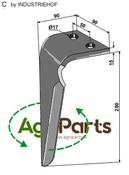 Tine for rotary harrows, left model - AgriParts