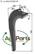 Tine for rotary harrows, right model - AgriParts