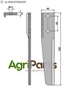 Tine for rotary harrows, left model - AgriParts