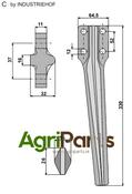 Tine for rotary harrows, left model - AgriParts