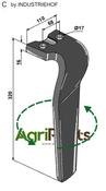 Tine for rotary harrows, left model - AgriParts
