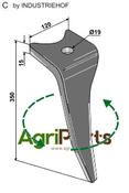 Tine for rotary harrows to fit as Amazone, left - AgriParts
