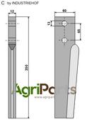 Tine for rotary harrows, right model - AgriParts