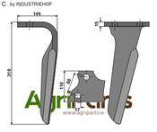 Tine for rotary harrows, left model - AgriParts