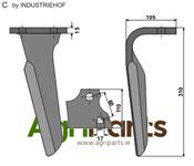 Tine for rotary harrows, right model - AgriParts