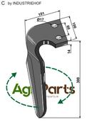 Tine for rotary harrows, right model - AgriParts