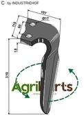 Tine for rotary harrows, left model - AgriParts