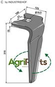 Tine for rotary harrow, left model - AgriParts
