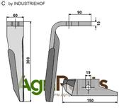 Tine for rotary harrows, left model - AgriParts