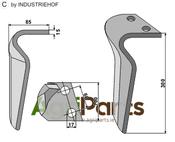 Tine for rotary harrows, right model - AgriParts