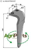 Tine for rotary harrows, left model - AgriParts