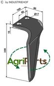 Tine for rotary harrows, left model - AgriParts