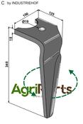 Tine for rotary harrows, left model - AgriParts