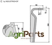 Tine for rotary harrows, right model - AgriParts