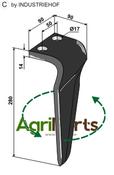 Tine for rotary harrows, left model - AgriParts