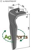 Tine for rotary harrows, right model - AgriParts