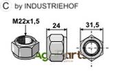 Cone-shaped nut - M22x1,5 - 8.8 - AgriParts image