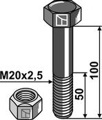 Hexagon Bolt M20x2,5Ã100 with self-locking nut (63-20100) image