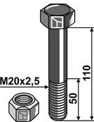 Hexagon Bolt M20x2,5×110 with self-locking nut (63-20110) image