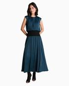 Florere - Knit &amp; Satin Panel Midi Dress
