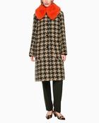 Marc Cain - Houndstooth Coat with Faux Fur Collar image