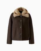 Oui - Wool Jacket With Fur Collar