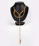 Otazu Gold Skull Long Rosary Necklace