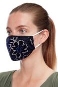 Navy Lace &amp;amp; Shimmering Floral Face Covering