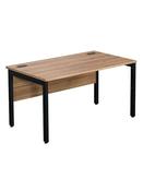 American Walnut Bench Style Office Desk - Black Legs