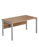 American Walnut Bench Style Office Desk - Silver Legs