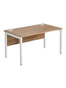 American Walnut Bench Style Office Desk - White Legs