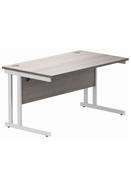 Core Alaskan Grey Oak Office Desks - White Legs