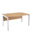 Light Oak Bench Style Office Desk - White Legs