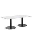 Athena White Rectangular Office Table - Black Base